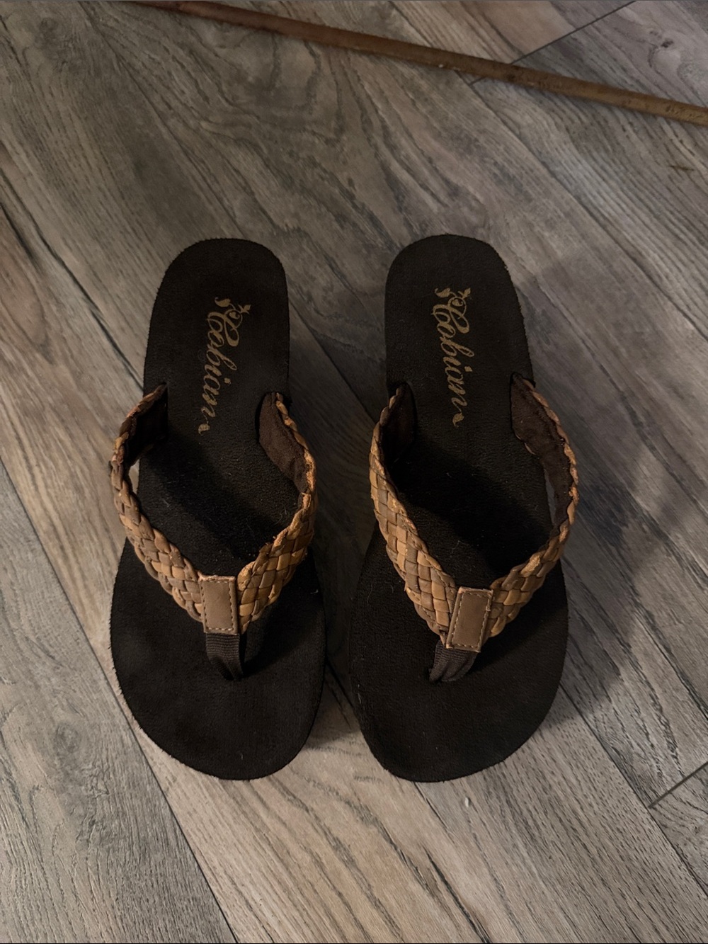 Braided Thong Sandals in Black and Brown